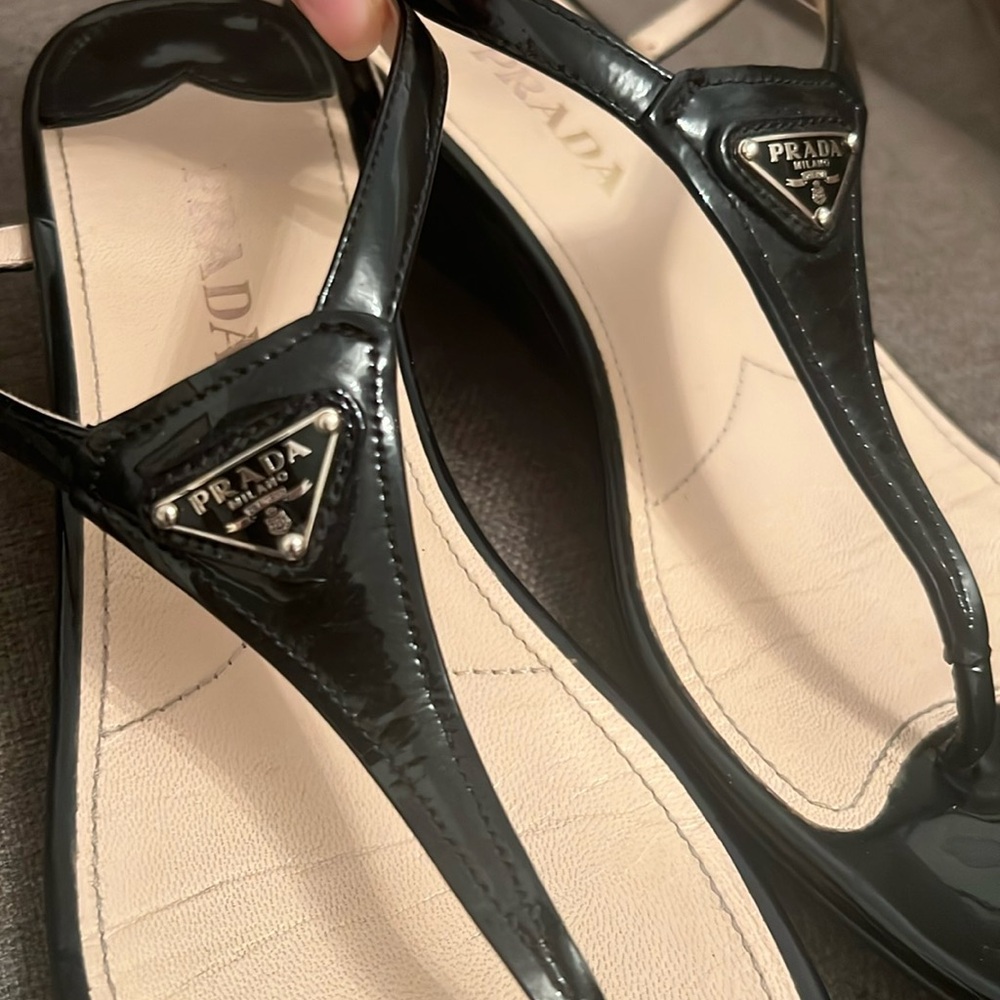 Prada black wedge sandal